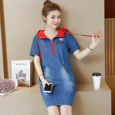 ĐẦM JEAN NỮ ĐẸP CÓ NÓN THÊU HOA HỒNG - NJ239